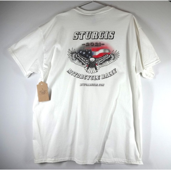 Sturgis 2021 Biker General Dynamics Graphic Tee Gildan T-Shirt Mens XL White